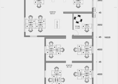 154 m2 kontorfaciliteter i moduler