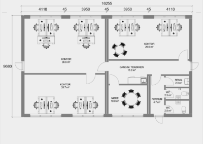 157 m2 kontorbygning med mødelokale/kantine/omklædning