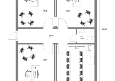 70 m2 modulbygning med tagrejsning – mange anvendelsesmuligheder